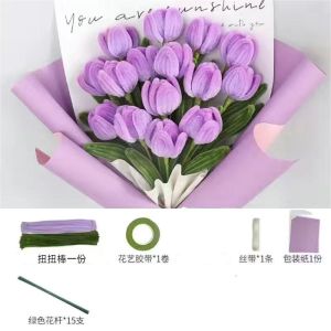 [SG Seller]Chenille Stem Twist Stick Colorful DIY Craft Kit Tulip Daisies