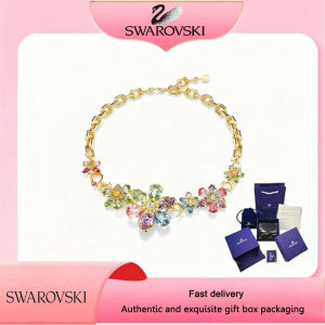 【Official Store】SWAROVSKI New Gold-plated multi-color gemstone mixed-cut Idyllia flower necklace The best gifts for your girlfriend or best friend on Valentines Day or birthday