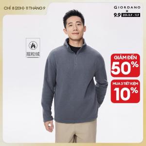 GIORDANO Men Sweatshirts Polar Fleece Stand Collar Sweatshirts Half Zip Solid Color Fashion Casual Warm Sweatshirts 01025806