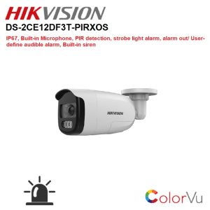 Hikvision DS-2CE12DF3T-PIRXOS Hikvision 2MP ColorVu PIR Siren Audio Fixed Bullet Camera