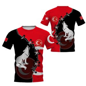 Türkiye Element Mens T-shirt3D Print Casual Fashion Breathable Round Neck T-shirt Free Custom Name Street Mens and Womens Top
