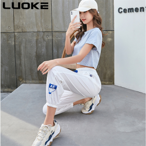 Luoke Sport Pants Women Ice White Sports Pants Womens Thin New Loose Legged Harlan Casual Pants Fashion Ins