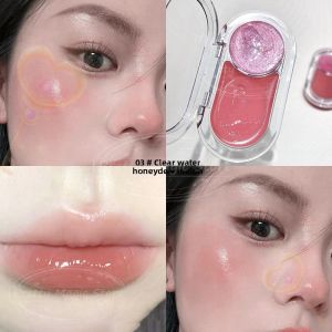 Gege Bear Highlighting Blush Cream Smudge-Proof Long-Lasting Color Natural Shimmer Multi-Functional Cream Can Be Used On Face Lips And Blush.