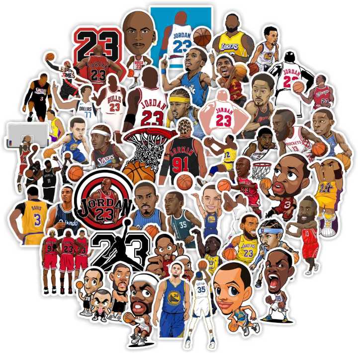 สติกเกอร์รูปบาสเก็ตบอลรูปดาว NBA Jordan 50ชิ้นสติ๊กเกอร์เครื่องเขียน ...