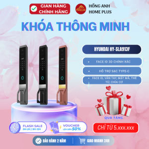 Khóa điện tử cửa gỗ thông minh Hyundai HY SLA913F face id vân tay mật mã thẻ từ và chìa khóa cơ