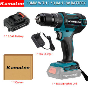 [COD🎉 + Spot✅ + Dikirim Dalam 24jam🚚] Kamolee 18v Bor Listrik 13mm Dengan Fungsi Benturan Tiga mode aksi Bor Listrik Tanpa Kabel Obeng Listrik Impact Gun Brushless DIY Alat Listrik Kompatibel Untuk Baterai Makita 18V