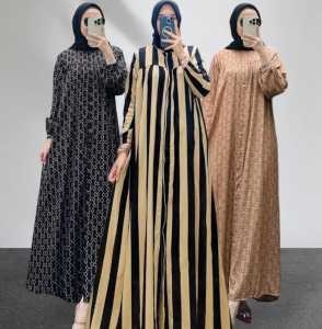 Promo Gamis Set Hijab Terbaru Dress Rayon Diamond Motif Model Silang Belakang Dress Rayon Motif Premium Terlaris YSF Fashion