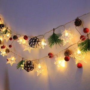 BLACKON Creative Snowflake Light String 20 LED Cartoon Holiday Decorative Lamp Hanging Decor Prop Cute Christmas LED String Lights Christmas Garland