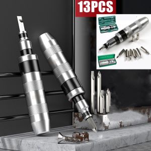 13 IN 1 Obeng Ketok Set Getok Putar Set Impact S2 Drill Bit Driver Non-Karat Impact Screwdriver Set Box Besi Vessel