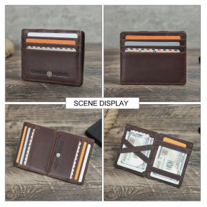 Da thật người đàn ông Ví ma thuật đồ đựng thẻ gấp đôi mỏng mini ví đựng tiền RFID Ví đựng xu