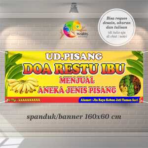Cetak Spanduk Banner UD Pisang Model Kuning Ceria Bisa Custom Nama