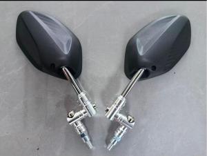 2pcs Universal Folding Side Mirrors Set Clear — Dual-Shape (Hex + Teardrop) Adjustable Metal Mounts Black & Silver