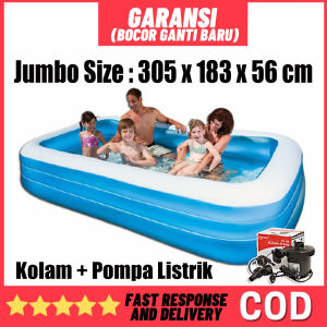 Kolam Renang Karet Untuk Anak dan Dewasa Ukuran Jumbo Besar 3 Meter Murah Free Pompa Listrik