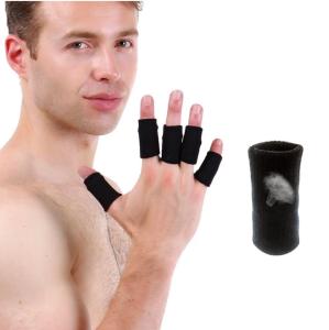 Elastic Sport Finger Sleeves Protectors in Black - Finger Splints and Thumb Braces for Pain Relief Arthritis and Trigger Finger Support