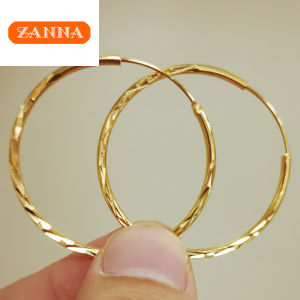 24K Saudi Gold Nasasangla pawnable 100% Original 1.4-inch large ring geometric concave earrings for women gift