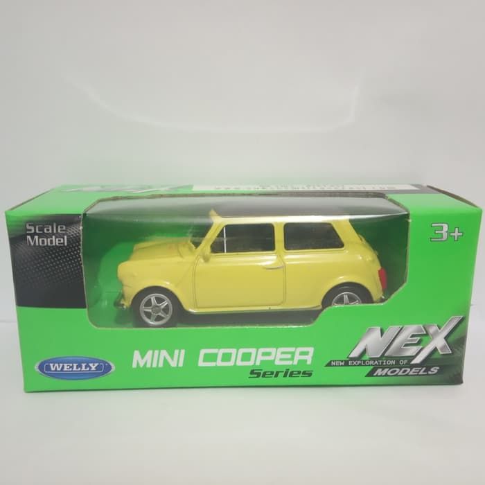 diecast mini cooper 1300 kuning moris polos Welly skala 60 bahan besi ...