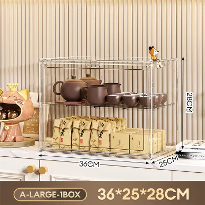 TOAO Acrylic Display Case Mug Storage Organizer Desk Storage Stackable Magnetic Dustproof Box Water Cup Storage Rack