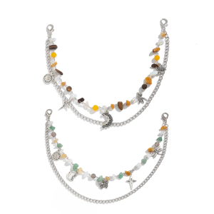 Irregular Stones Chain with Dragonflies and Butterfly Decoration Bag Pendant Fashion Accessories Backpack Accessory