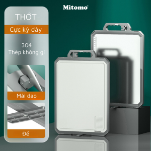 Thớt hai mặt kháng khuẩn inox 304 cao cấp nhựa lúa mạch Mitomo MT-304PP Hàng chính hãng