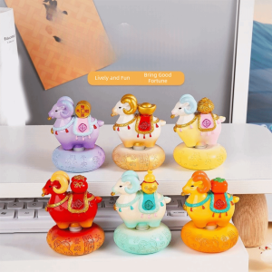 MAOMEI STORE Nhựa Đồ trang trí để bàn hình con cừu Có thể xoay được Tinh tế Tượng Cừu May Mắn Tượng May mắn Tượng Cừu Hoàng Đạo dành cho máy tính để bàn tại nhà