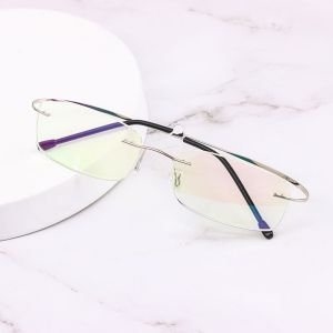 Classic Frameless Frame Metal Anti Blue-ray Reading Glasses Far Sight Eyewear Presbyopia Eyeglasses