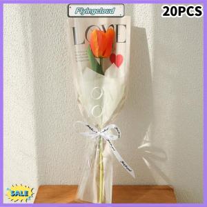 Follow Get New[FlyingC] 20pcs LOVE Transparent Rose Packaging Bags Flower Bouquet Plastic Bag Bouquet Single Wrapping Paper One Straight Bag Flower Packaging