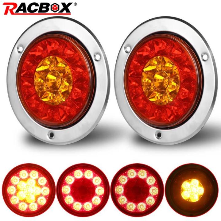 12V 24V Round LED Truck Tail Lights Running Light Turn Signal Rear