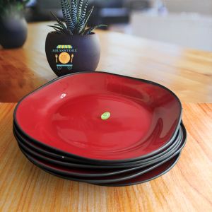 PIRING PLASTIK MURAH / 6PCS PIRING MAKAN PERSEGI 9 INCHI TEBAL /BAYAR DITEMPAT / COD