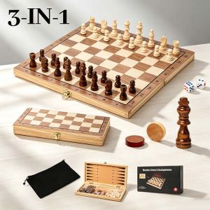 Portable Wooden Magnetic Chess Set Folding Chess Board International Chess Game Travel Outdoor Carry Papan Catur Kayu