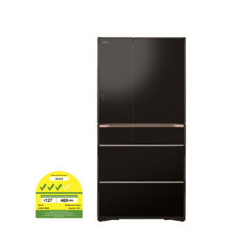 HITACHI R-WXC740WS-XK 735L 6 DOOR FRIDGE CRYSTAL BLACK 3 TICKS