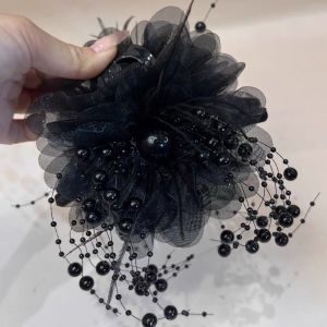 YIN WEI Feather flower grasp clip princess hair clip female large shark clip senior sense of summer hair ornaments