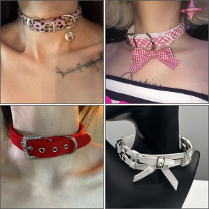 Punk Cô Gái in da báo có thể điều chỉnh chokers cho phụ nữ và trẻ em gái với vòng mặt dây chuyền kim loại Vòng cổ phong cách cổ điển