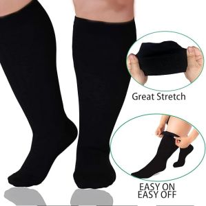[SG Stock] Plus Size Compression Socks XXL-4XL Extra Wide Calf Support for Men & Women – 20-30mmHg Graduated Compression Stockings for Varicose Veins Edema Pregnancy & Flight Travel – Breathable & Anti-Odor