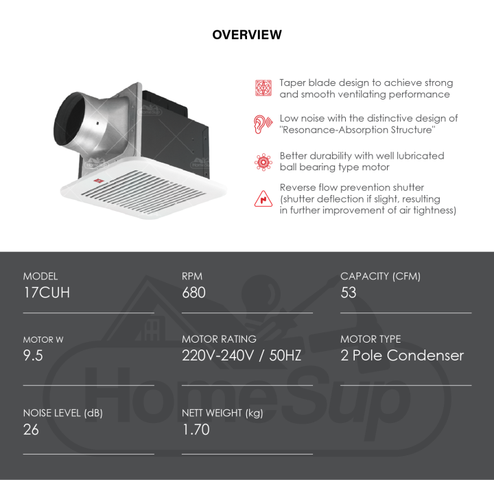 KDK%20Ventilating%20Fan%2017CUH%20-%20Ceiling%20Mounted%20Duct%20Type,%20SIROCCO%20Type%20Ventilator%20/%20Ceiling%20Exhaust%20Fan,%20CUH%20Series%20-%20Image%202