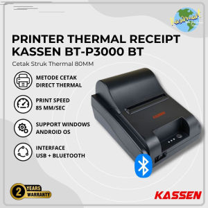 Kassen BTP3000 Printer Thermal Bluetooth 80mm USB Bluetooth RJ11 BTP 3000 / BT-P3000 Kertas Thermal 80x50 Cetak Struk Kasir PPOB Moka Olsera Bukan Autocutter