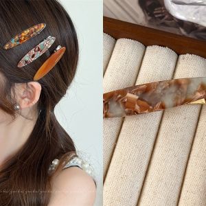 French Acetate Hair Clip Side Pins Tortoise Shell Colorful Barrettes Oval Shape Geometric Hairpins Women Hair Accessories Simple