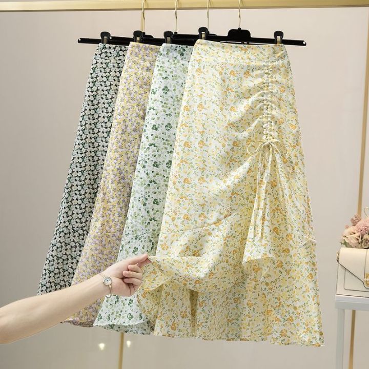 Chân váy hoa nhí dài vintage dáng xoè xếp ly, kiểu midi Hàn Quốc chất liệu  voan 2 lớp - Chân váy | ThờiTrangNữ.vn