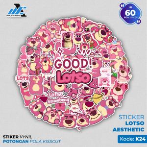[  MAC ] 60 PCS STICKER LOTSO BERUANG STRAWBERRY LENGKAP LUCU AESTHETIC ANTI AIR UNTUK LAPTOP CASE TUMBLER KOPER HP - K24