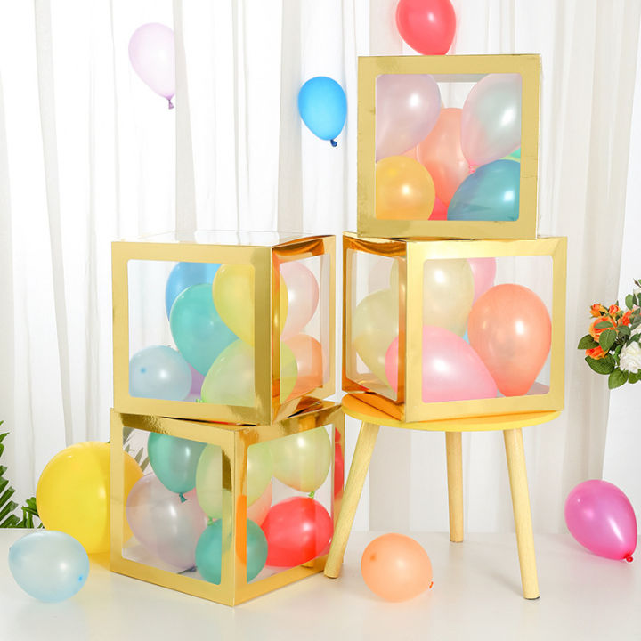 Transparent Golden Balloon Box Birthday Surprise Box Proposal ...