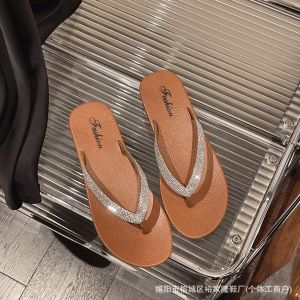 [Free Shipping] New Fashion Checkered Wedge Flip-Flops for Women Summer Outdoor Mid-Heel Thick-Soled Sandals for Beach and Seaside