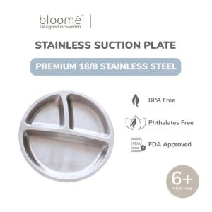 Bloome Stainless Suction Plate - Peralatan Makan Anak