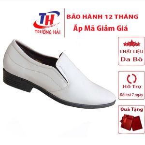 [HÌNH ẢNH THẬT ]Giày nam màu trắng da bò cao cấp đế cao su cao 3cm TH GT158