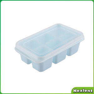 6 Grids Ice Cube Mold with Lid Square Tray for Ice Cream Whiskey Cocktail Cold Drink Soft bottom