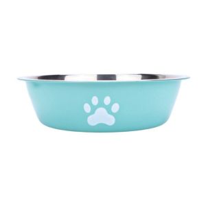 Stainless Steel Dog Bowl Non-slip Non-rust Dog Food Bowls Drinkers Pet Feeder Bowl Cat Paw Pattern Pet Feeders Bilayer Cat Feeding Bowl For Puppy Cats