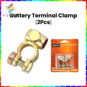 (Fast Delivery)(2pcs) Battery Terminal Clamp Heavy Duty Automotive Alloy Battery Terminal Clamp Connector Brass Plated