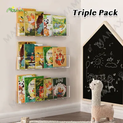 【SG Ready Stock】No-Drilling On Walls Minimalist Kids Floating Book Storage/Display Rack★Children/Toddler/Baby Bookshelf✅Acrylic Wallshelf✅Simple Transparent Organiser✅