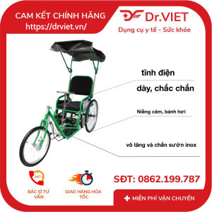 Xe Lắc Tay Sắt Sơn Tĩnh Điện Đức Cường DCL01 & DCL02 Chính hãng Chuyên dụng Cho người già bệnh nhân Người Khuyết Tật thiết kế chắc chắn an toàn dễ dàng di chuyển vệ sinh xe