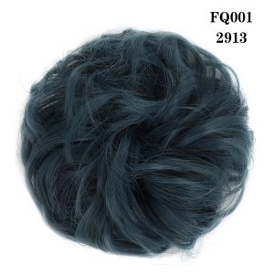 แผ่นวิกผมแบบแพต่อยางรัดผมของผู้หญิงลูกบอลวิกผมสั้นเรียบธรรมชาติขนมปังยางรัดผมผ้าปูที่นอนผมปลอมธรรมชาติสีดำสีม่วงสีชมพูสีเขียว