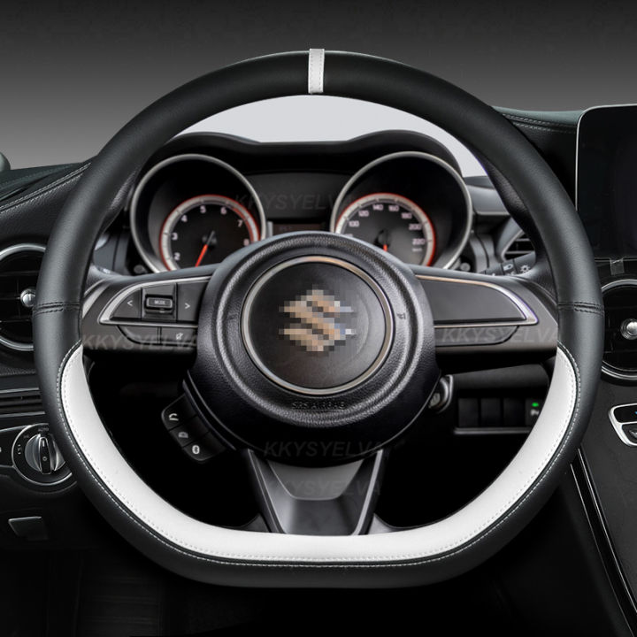 Microfiber Leather D Shape 38cm Car Steering Wheel Cover For Suzuki