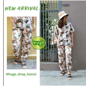 Quần lanh thổ cẩm - [Ảnh thật + có sẵn] - quần lanh họa tiết hoa quả - quần alibaba phom to rộng thoáng mát 40 - 80kg nhiều màu - Hugo Shop